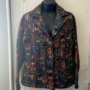 Parsley & sage, vintage tapestry cat  blazer